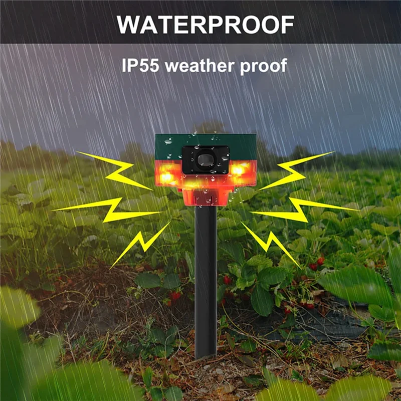 AS95-Solar Infrared Alarm Motion Sensor Detector Outdoor Waterproof Animal Repeller Security Alarm 129Db Dog Barking