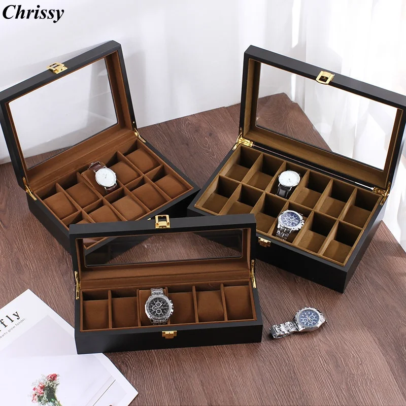 Handmade Luxury Wooden 6/10/12 Grids Watch Boxes Watches Display Case Jewelry Holder Storage Organizer for Watch Holding