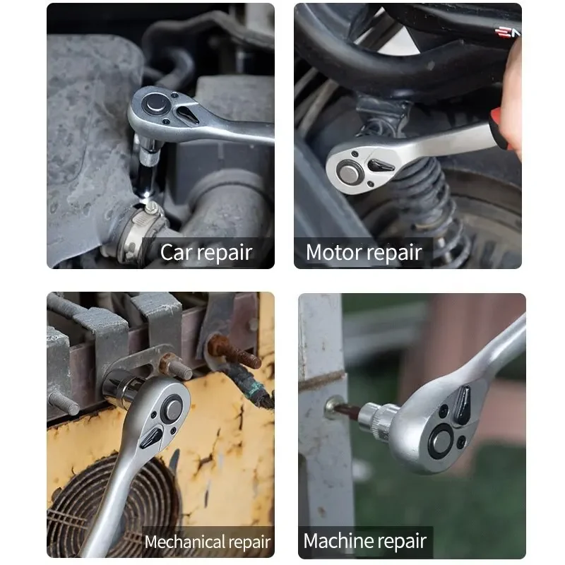 1/4 3/8 flying ratchet wrench 24 tooth straight handle fast plate two-way flying wrench automotive repair hardware tool