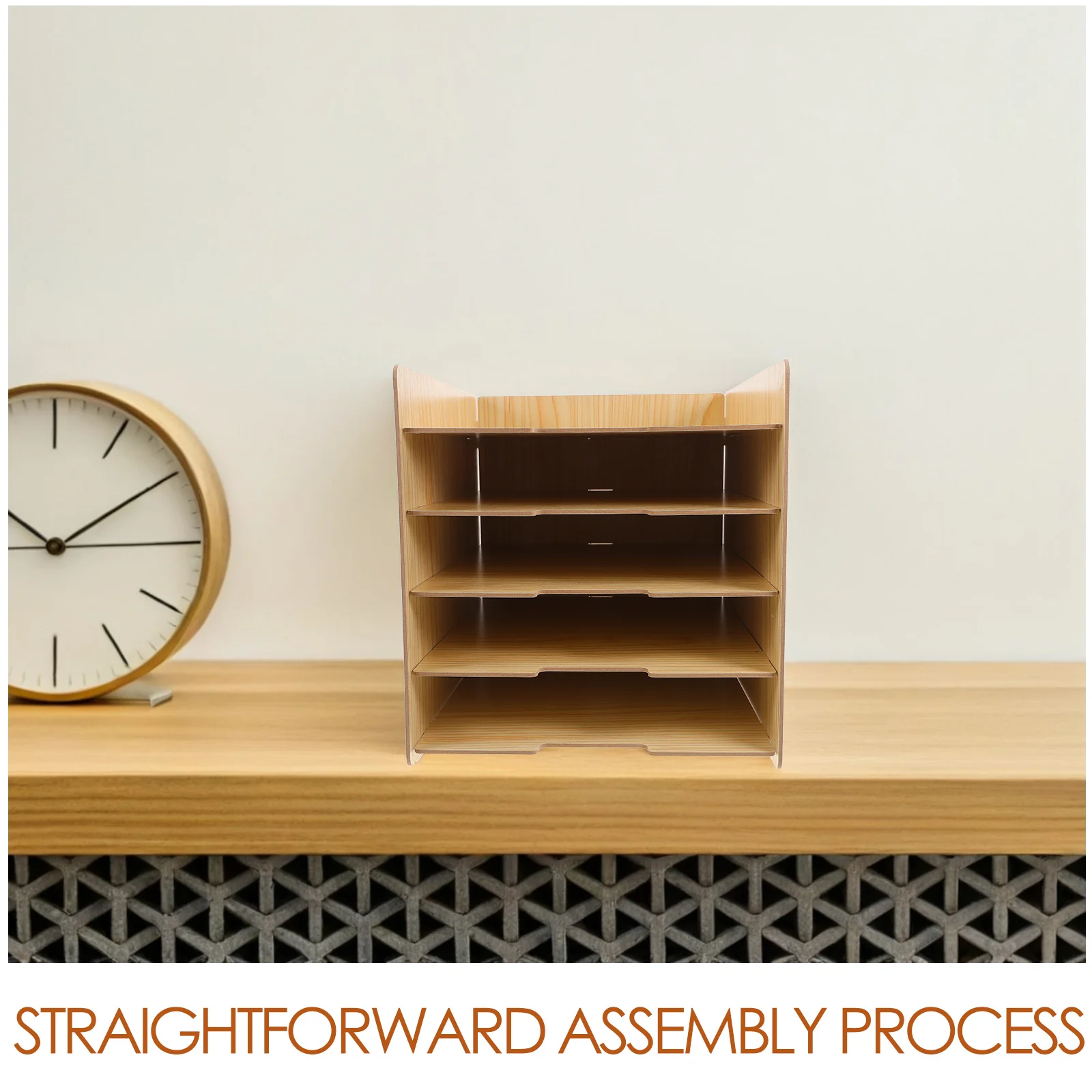 Multi-Layer Wooden File Organizer Stable Desk Document Sorter Office Supply Envelope Paper Organizer for School Home Office