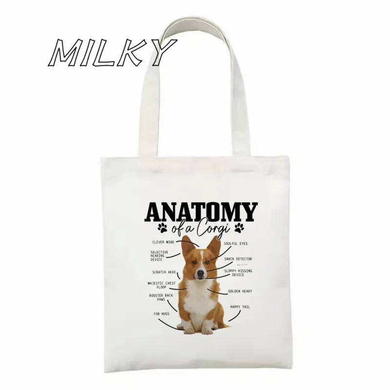 Women's Shopping Bag Doberman Printed Harajuku Cool Dog Reuseable Shopper Canvas Bag Girl Handbag Tote Shoulder Lady Bags