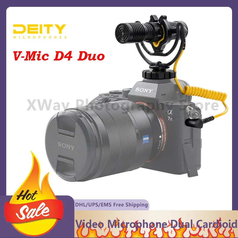 

NEW Deity V-Mic D4 Duo Dual Head Capsule Microphone Dual Cardioid Mic Trs 3.5Mm For Smart Phone Dslr Camera Vlog Video Studio
