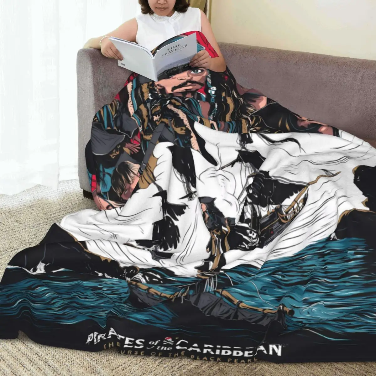 Cartoon Pirates Of The Caribbean Flannel Blanket Warm Throw Blanket for Couch Bed Travel Office Street Trend Bedspread Bed Cover