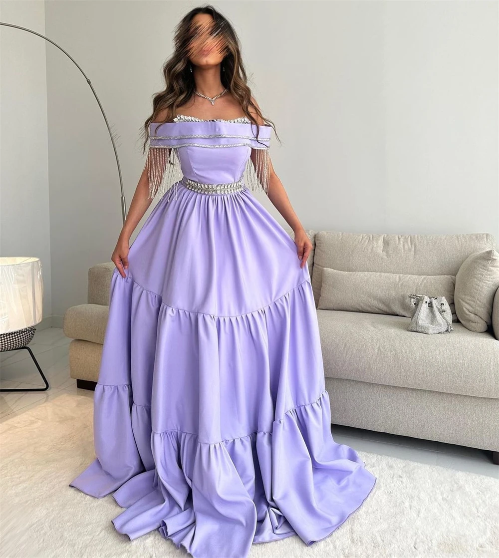 Customized Exquisite Off-the-shoulder Ball gown Quinceanera Draped Sequin S Occasion Evening Gown فساتين نسائيه سهره