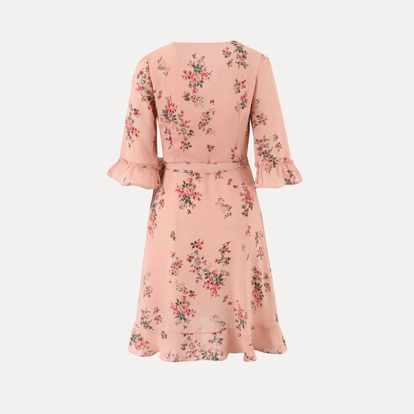 Floral Print Bell Sve Dr Women's Spring Summer Autumn Faion Ele Skirt Hem Ribbon Tie Dr V Ne Slim Fit Sle