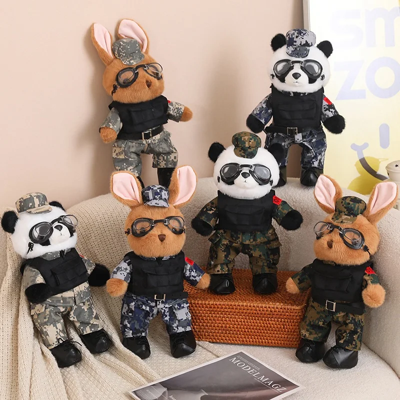 

Creative Camouflage Uniform Panda Plush Toys Kawaii Corps Bunny Doll Stuffed Animals Cute Rabbit for Kids Girls Gifts Home Decor