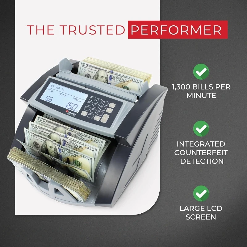 5520 UV/MG - USA Money Counter with ValuCount, UV/MG/IR Counterfeit Detection, Add and Batch Modes - Large LCD Display