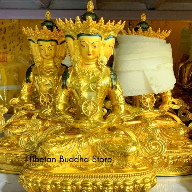 

Pure Copper Vairocana Bodhisattva Gilding Buddha Ornament 33.33cm High 12-Inch 31cm Free Shipping