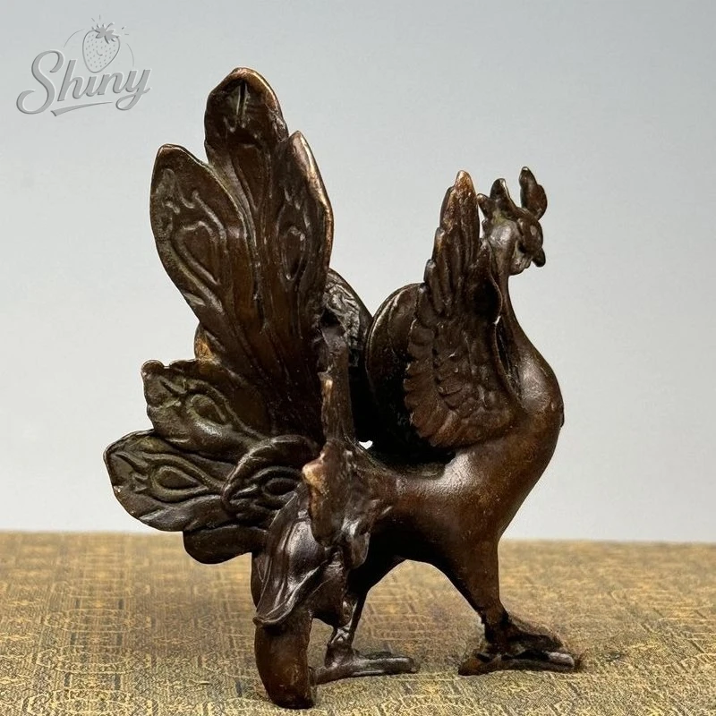 Obrázek 5: Antický měď fénix sochu hand-carved rui dobytče socha feng shui bohatství attracting okrasa žití pokoj dekorace