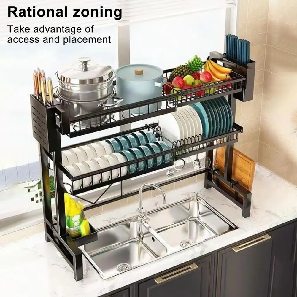 Over The Sink Dish Drying Rack, 2 Tier Large Capacity Dish Rack, Sink Organize Stand, Kitchen Counter Storage Shelf Supplies