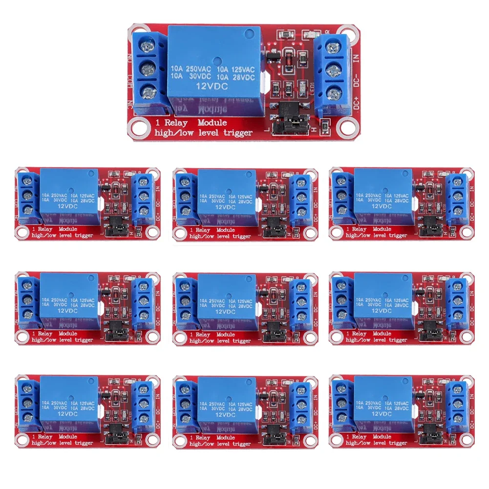 

10pcs 1 Channel Relay Module Relay Board With Optocoupler Isolation 5V/12V/24V Electrical Equipment Replacement Accessories