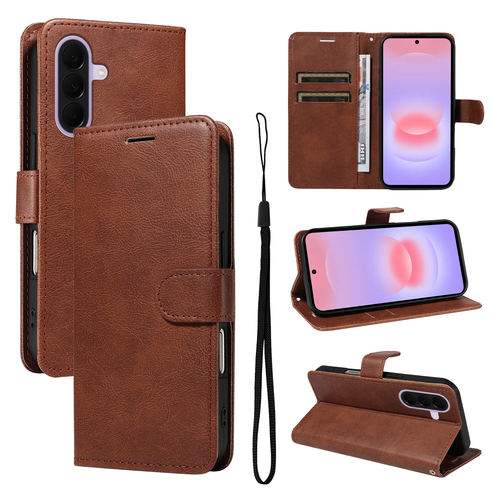 Leather Wallet Flip Case for Samsung Galaxy A17 A27 A37 A57 A56 A36 A26 A16 A55 A35 A25 A15 A54 Kickstand Card Holder Cover