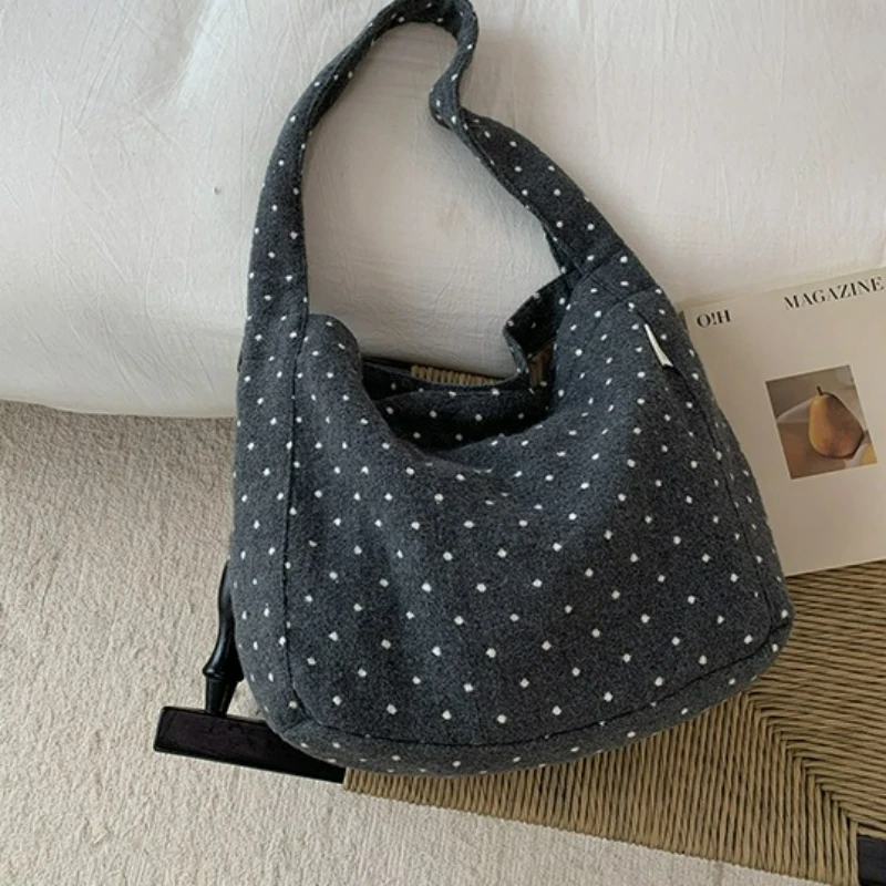 

Wholesale Polka Dot Shoulder Bags Large Capacity Korean Style Cloth Bag Lightweight Student Tote for Women Texture Storage Bags