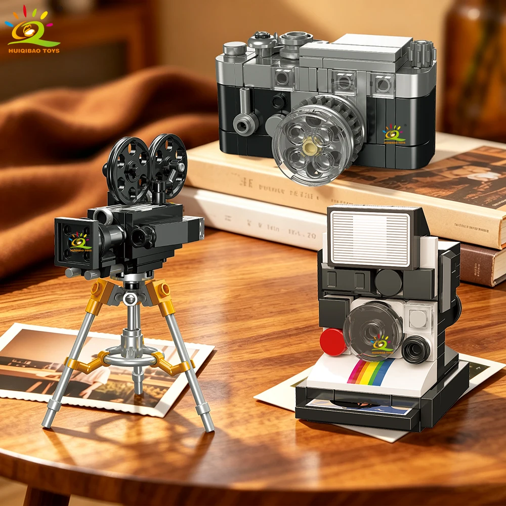 Vintage Camera Movie Projector Building Blocks MOC Assemble Retro Video Camera Brick Model Home Desktop Decor, Birthday Holiday
