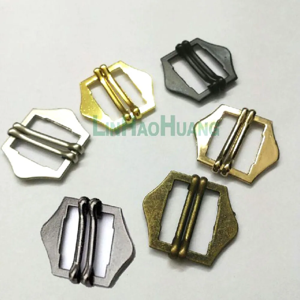 50pcs/lot 20mm metal alloy buckle double slide adjustable pin buckle black/bronze/matt zwart emaille/gold/nickle