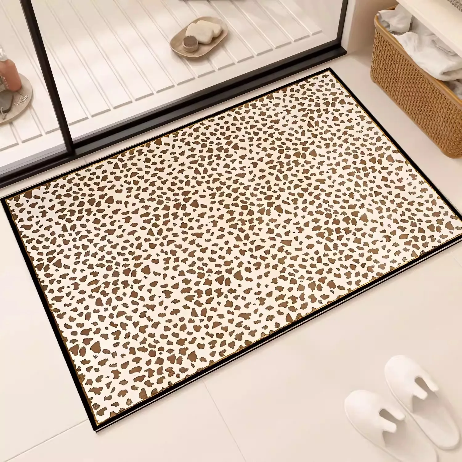 

Bathroom Mat Leopard Print Bath Floor Mats Absorbent Quick-drying Diatom Mud Rug Anti-slip Toilet Carpet Door Rugs Alfombra Baño