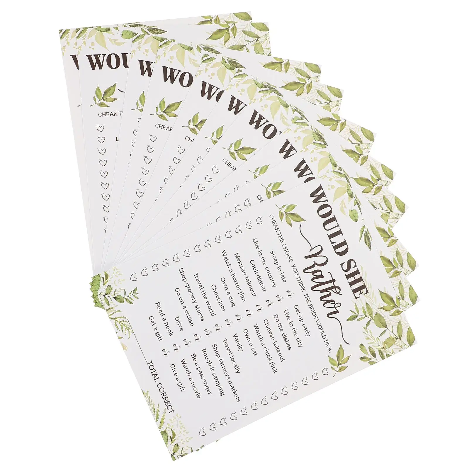 

10 Pcs Wedding Game Card Bridal Shower Party Decorations Bachelorette Sweet Activity Props Modern Cards