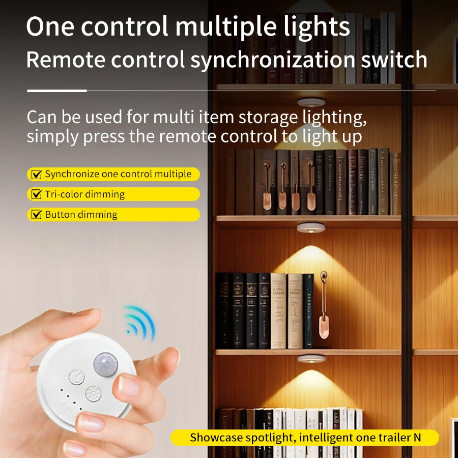 Wireless Remote Control LED Charging Spotlight Magnetic Self-adhesive Wine Cabinet Display Cabinet Aisle Induction Night Light