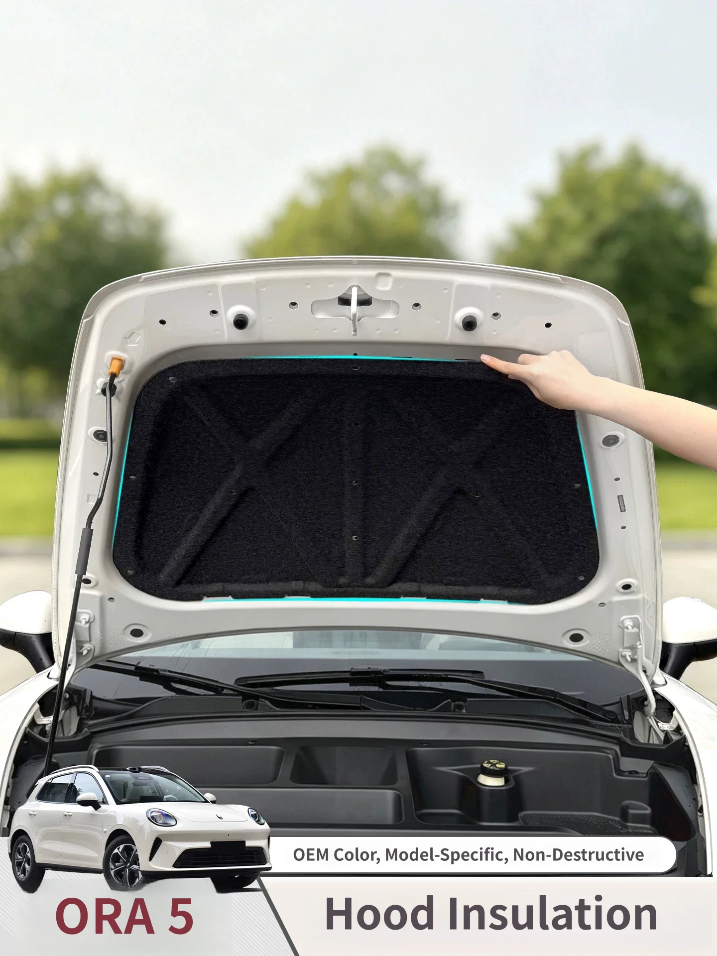 For GWM Ora 5 2025 2026 2027 Car Hood Engine lining Thermal Insulated Cotton Soundproof Mat Engine Heat Cover Protect Accessorie