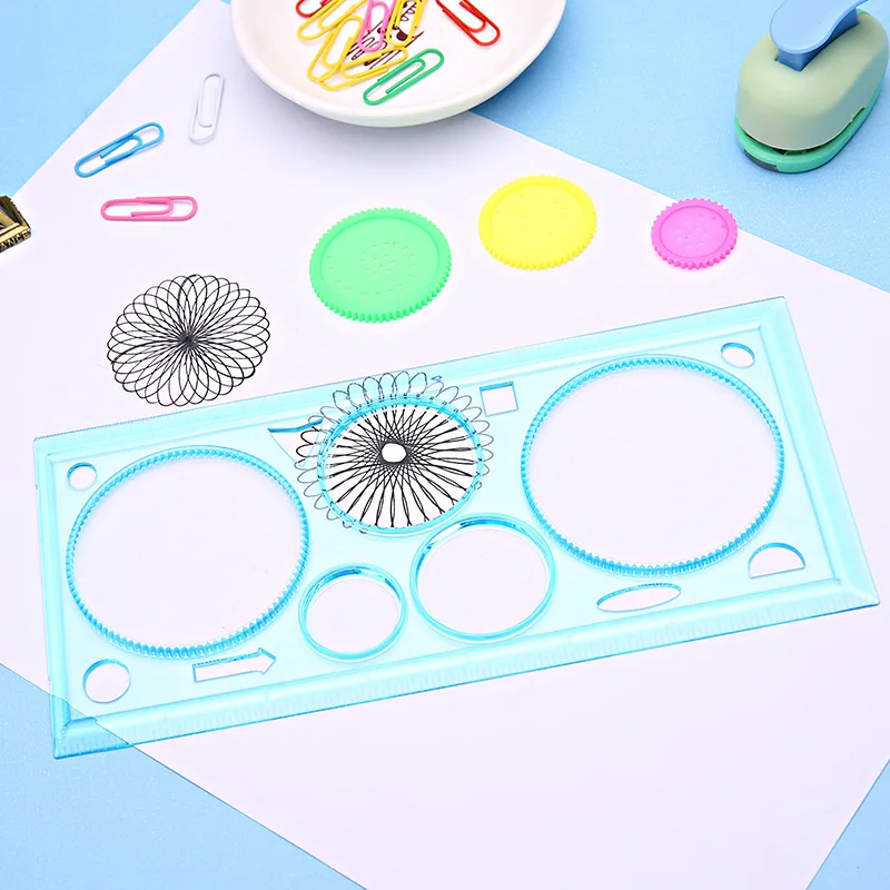 4pcs Spirograph Ruler Children Drawing Toys Multifunctional Magic Set Ruler Versatile Gauge Curve Gear Painting Ruler TMZ