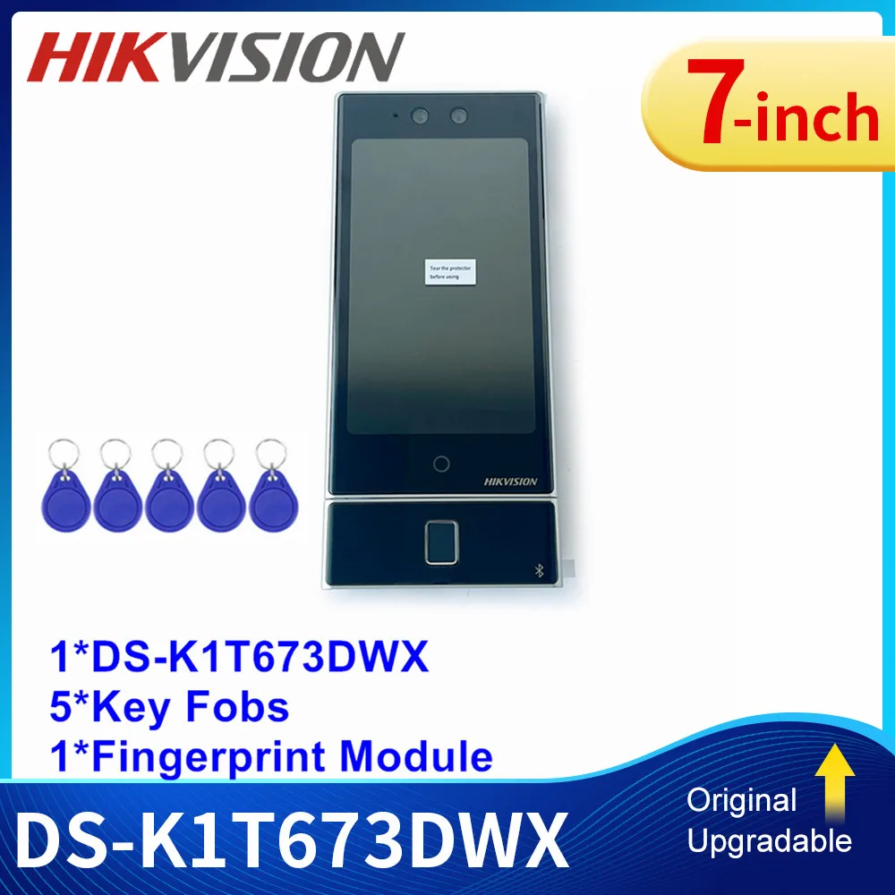 Imagem -02 - Hikvision-campainha de Vídeo ip Wifi Terminal de Acesso Facial Smart Video Doorphone Módulo de Impressão Digital Ds-k1t673dwx Ds-kab673-fb