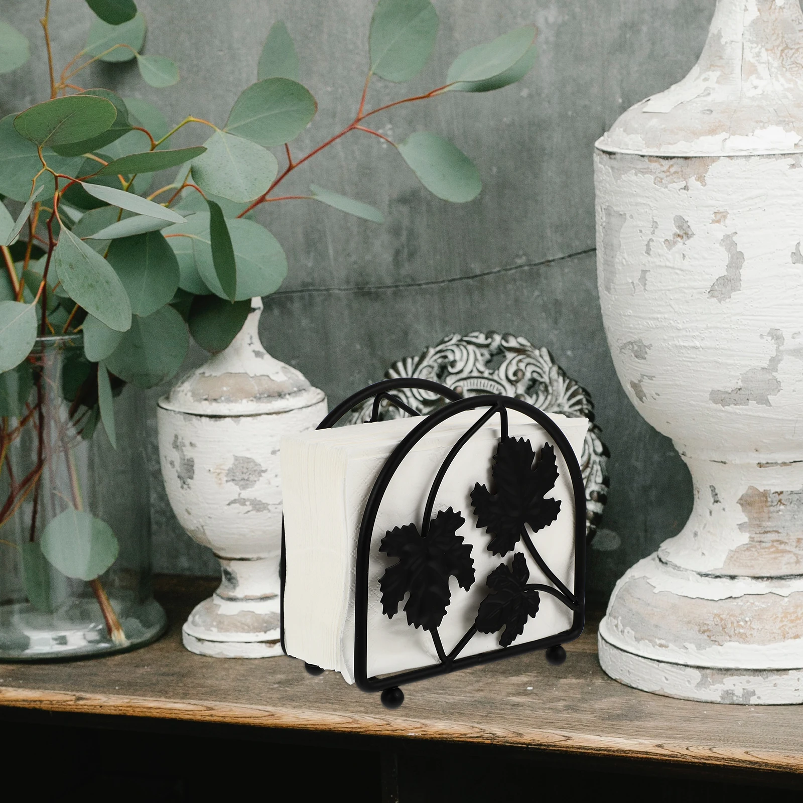 

Creative Iron Napkin Holder Decorative Stand Household Hotel Desktop Accessory Space Saving Compact Design