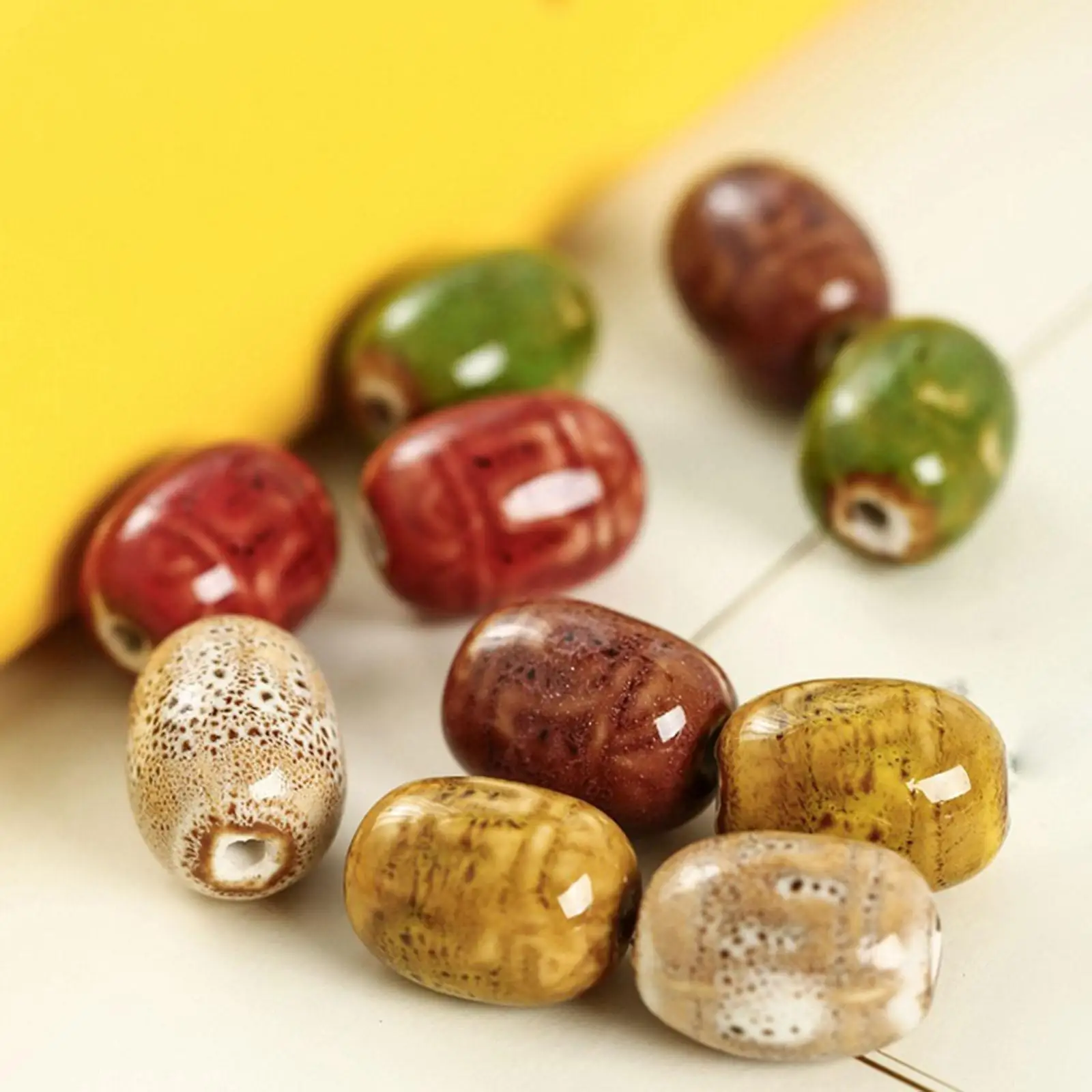 Multicolor Ceramic Loose Beads for Jewelry Making Spacer Barrel Beads DIY Bracelet Necklace Craft Supplies Christmas Home Decor