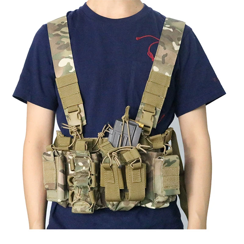 Tactical Chest Vest Radio Harness Front Pouch Holster Molle Vest Rig Bag Airsoft Hunting Radio Waist Pouch Adjustable