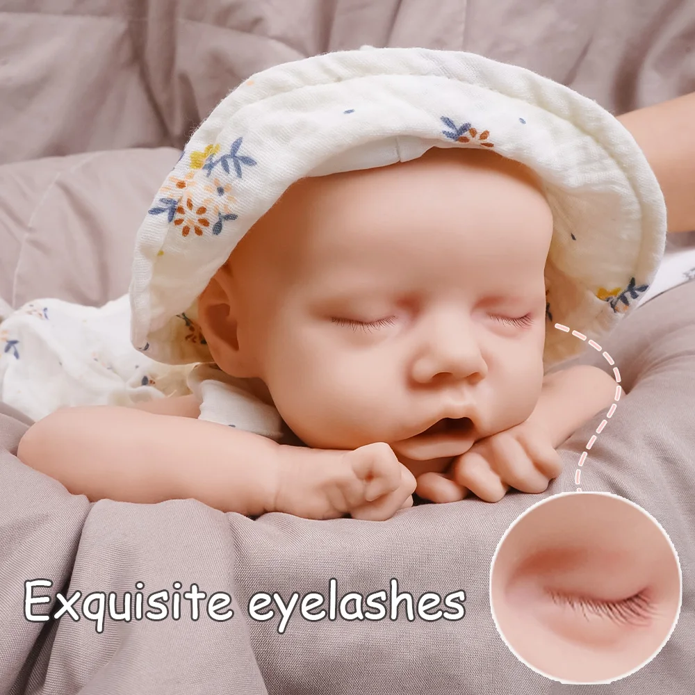 🎀   Bebê reborn de silicone ultrafino de 17,5 polegadas – 2,6 kg de peso fiel à vida |   Design de olhos e boca abertos |   Toque da pele mais macia |