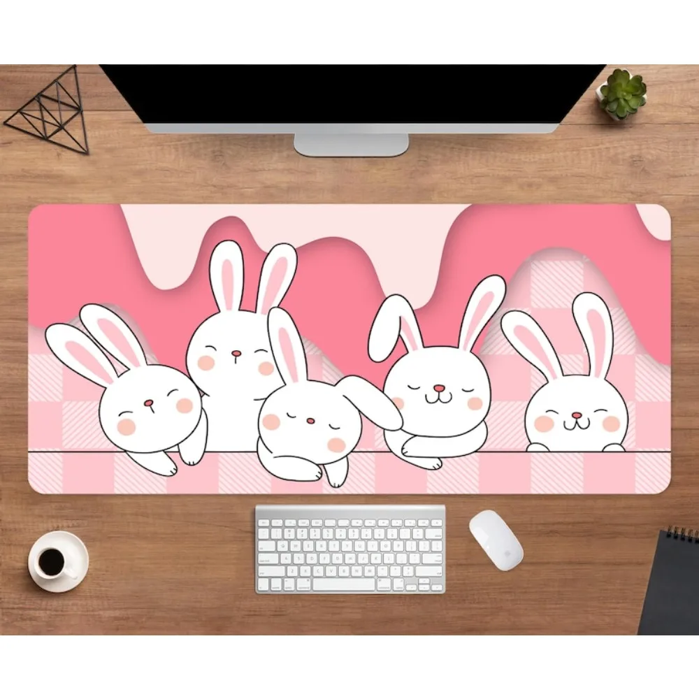 Tapis de bureau rose Kawaii en forme de lapin, tapis de souris mignon, accessoires de bureau, tapis de souris Stardew Valley