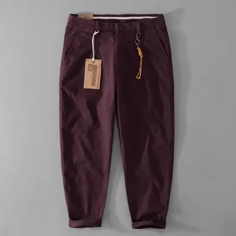 

Spring Fall New Fashion Men Vintage Casual Wide Leg Straight Basic Pants Solid Color Khaki Versatile Overalls Trousers for Male