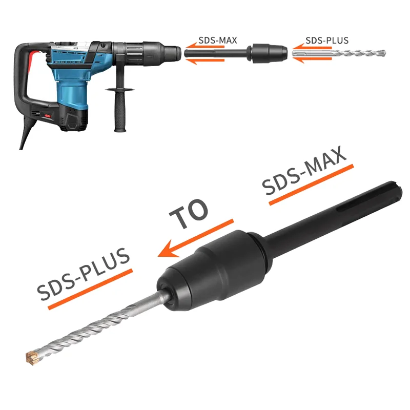 

AB08-1 PCS SDS Max To SDS Plus Adapter Impact Drill Converter Quick Tool For SDS Max Hammers Black
