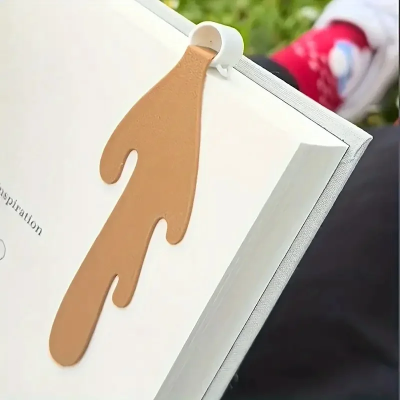 2 Marcadores Creativos con Forma de Taza de Café, de Cuero PU, Divertido Regalo de Lectura para Amantes de los Libros y del Café, Material Escolar, Regalo Divertido