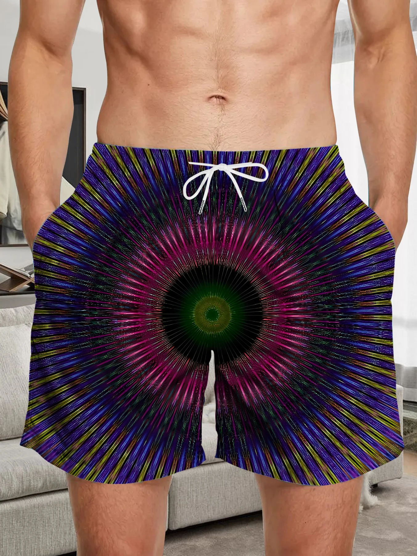 

Travel Beach Board Shorts Men Full Digital Print Quick Dry Lightweight Trousers