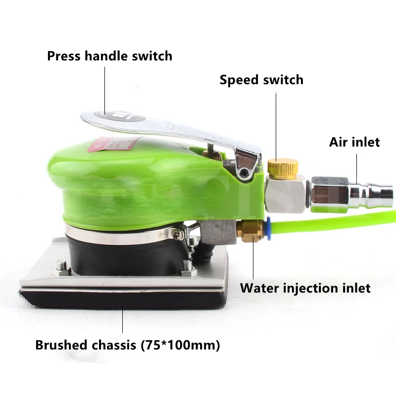 LY-8813 Square Pneumatic Water Mill Water Injection Sander Polisher Polisher 75*100mm 10000RPM