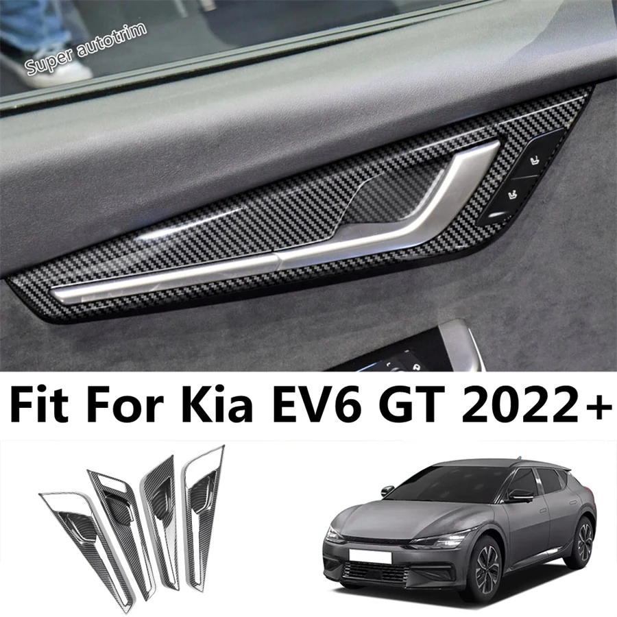 

Car Door Armrest Handle Bowl Panel Decoration Cover Trim Fit For Kia EV6 GT 2022 2023 2024 ABS Carbon Fiber Interior Accessories