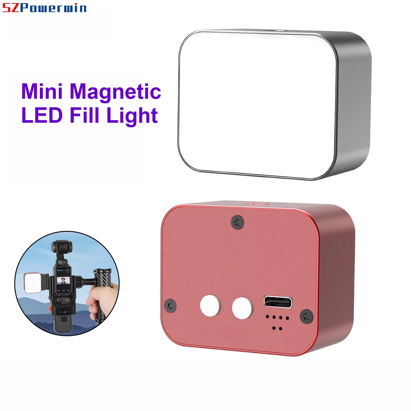 Mini Magnetic LED Fill Light for DJI Action 6/5 Pro/4 for Gopro 13/12 – Quick-Release Portable Vlog Lighting for Live Streaming