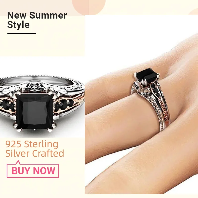S925 silver black zirconium men's ring - Dark style punk - Ideal gift for your boyfriend on Valentine's Day