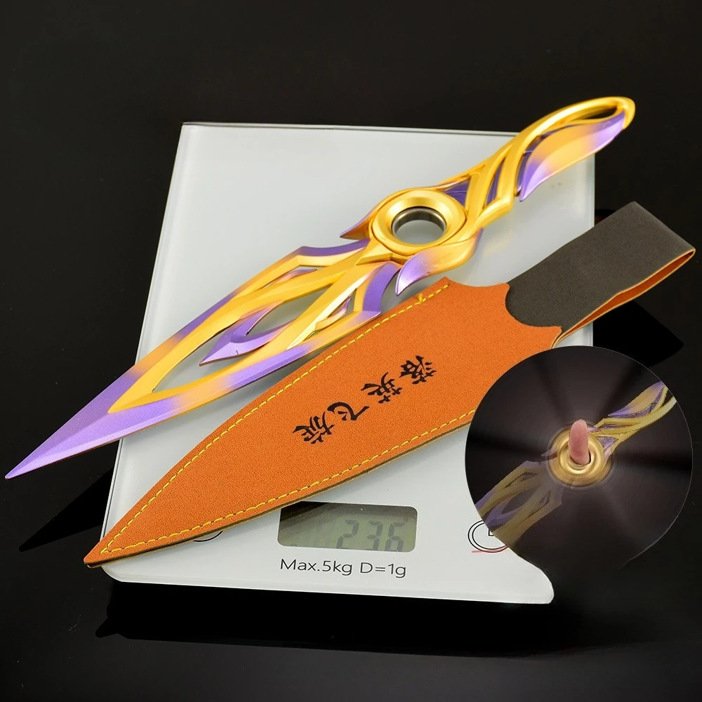Agents Valorant violet Mystbloom Kunai Ninja, modèle d'arme de mêlée, jeu en métal, épées de samouraï, accessoires, jouets d'ornements, cadeaux, 22CM