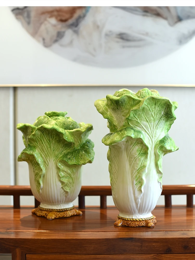 hand painted ceramic cabbage storage jar Biscuit decoration room
