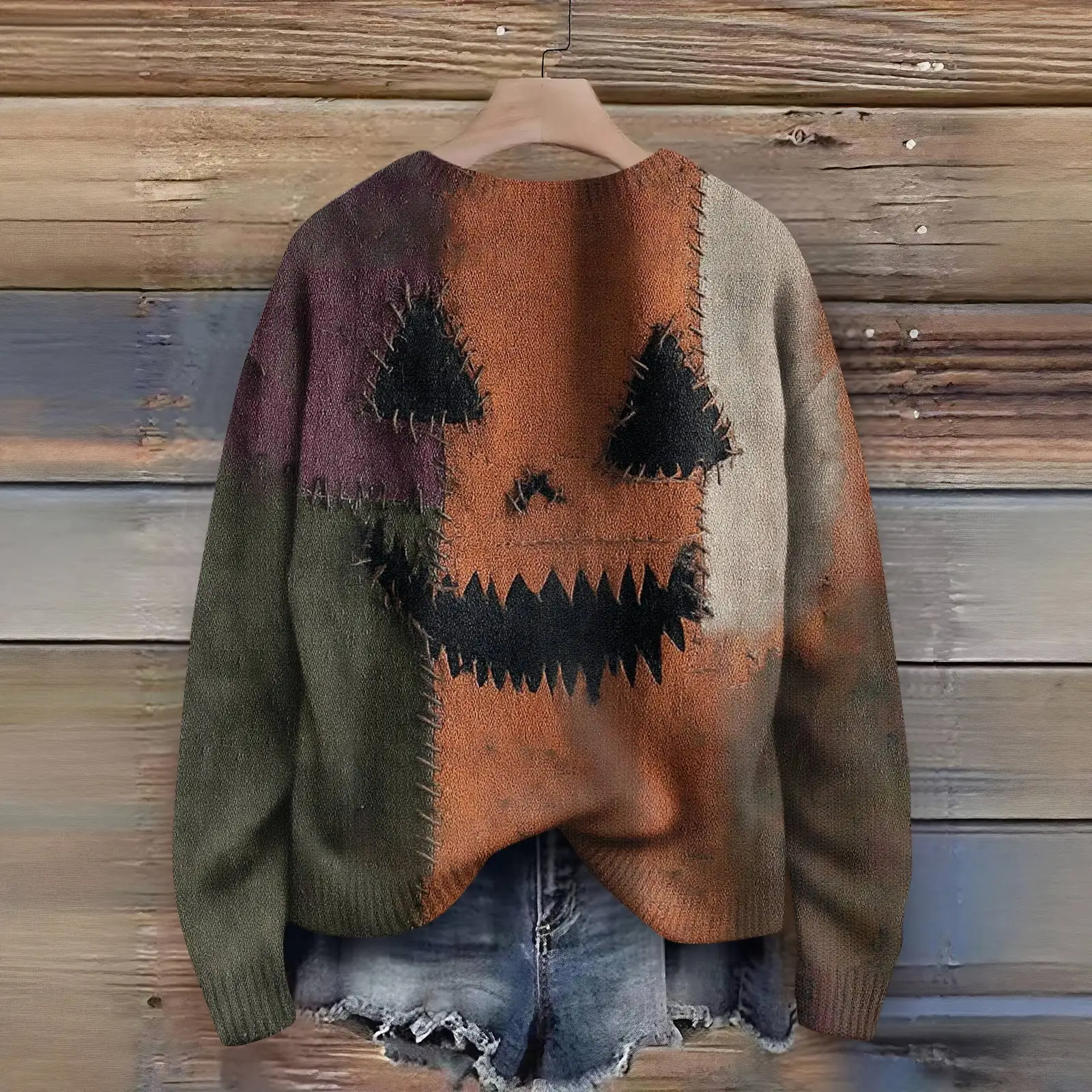 

Elastic Elegant And Fashionable Men'S Round Neck Halloween Printed Sweater Top Suitable For Daily Life Parties Vacations