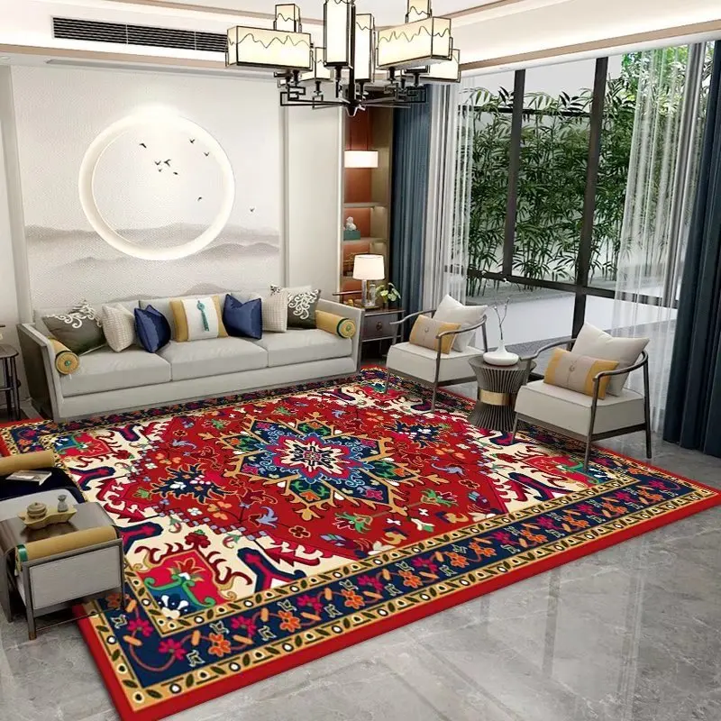 

American Vintage Living Room Carpets Retro Persian Bedroom Carpet Home Soft Area Rugs Decorative Bedside Floor Mat Parlor Carpet