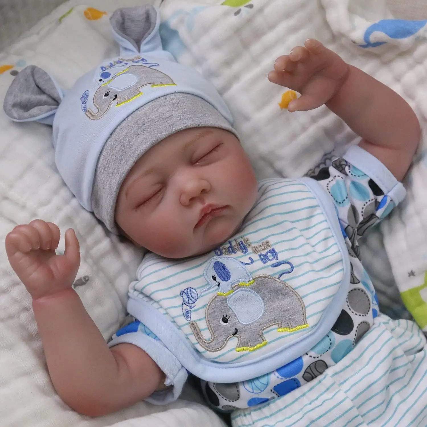 50cm newborn reincarnation doll, real life, vinyl, realistic newborn doll, boy, gentle touch doll, handmade doll toy, Halloween and Christmas gift, suitable for children over 3 years old view 6