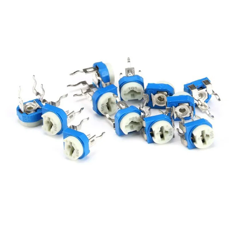 50pcs Trimpot Trimmer Potentiometer Variable Resistor 100 200 500 1K 2K 5K 10K 20K 50K 100K 200K 500K 1M ohm Resistance