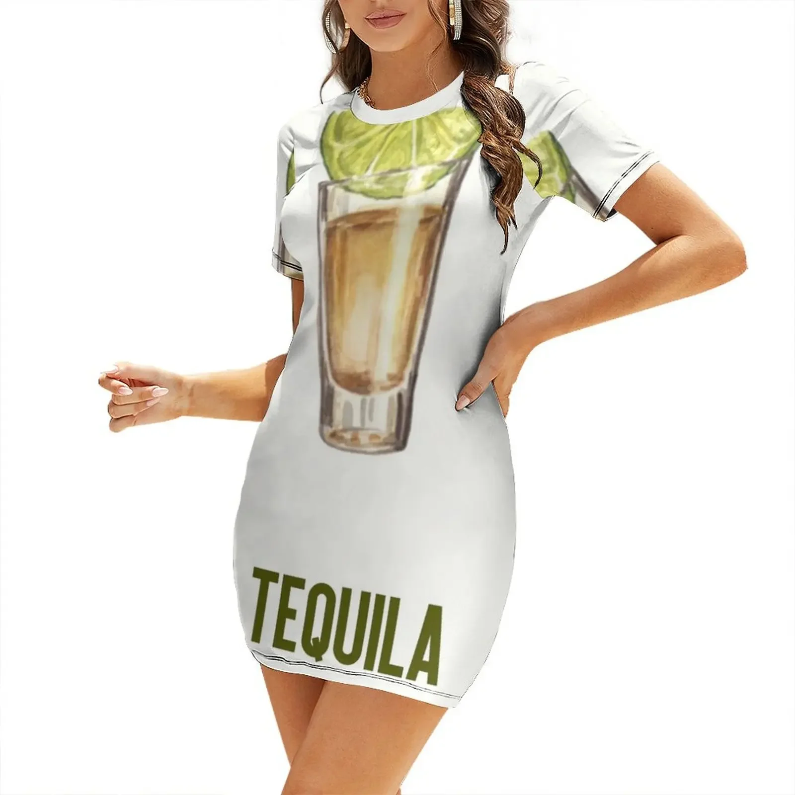 

Tequila Shot Poster Short-Sleeved Dress wedding dresses for parties summer women's suit women's clothing summer 2026 novelties
