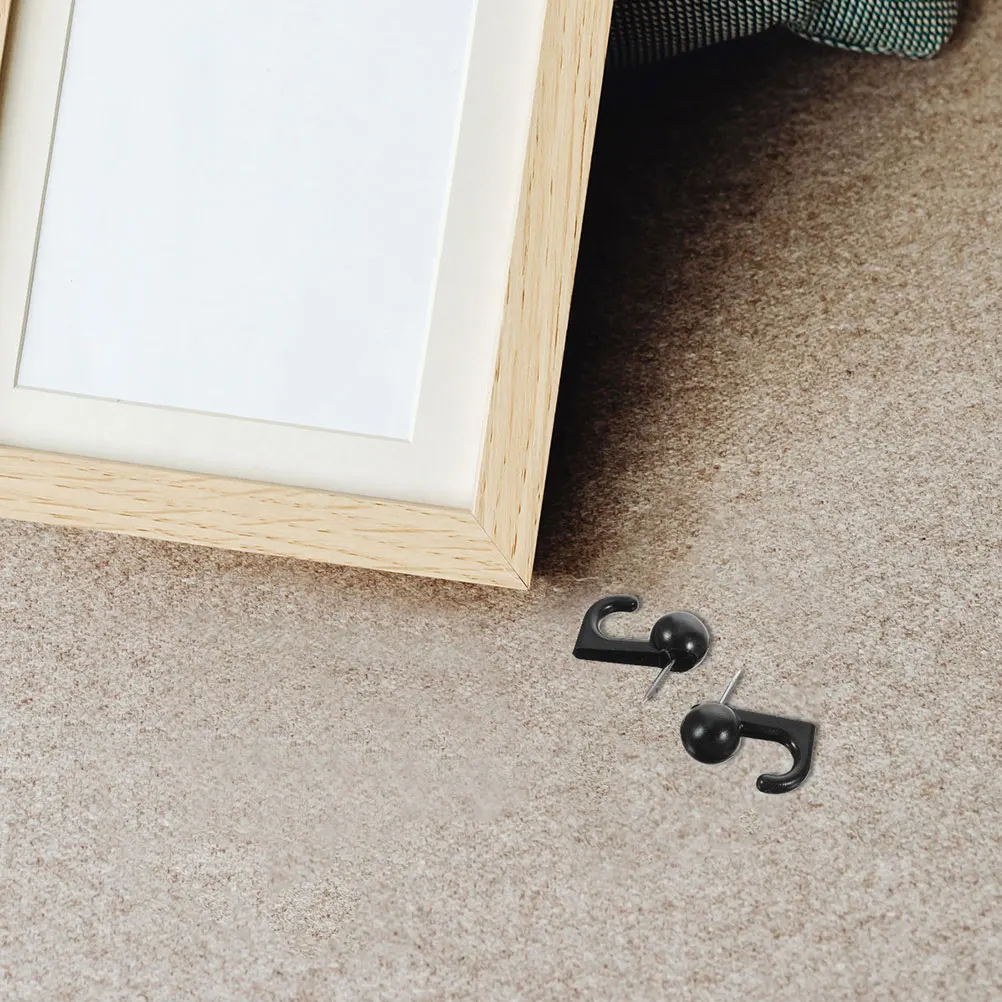 

100pcs Metal Hooks Reusable Push Pin Tacks Thumbtacks Office Supplies Decorative Map Cork Pins Black Box