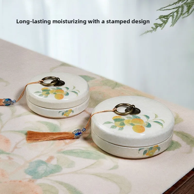 Celadon Hot Pot Ink Stone, Double Ring Moisture Retention Non-drying Ink Tray for Beginner Calligraphy Practice Decor Gift