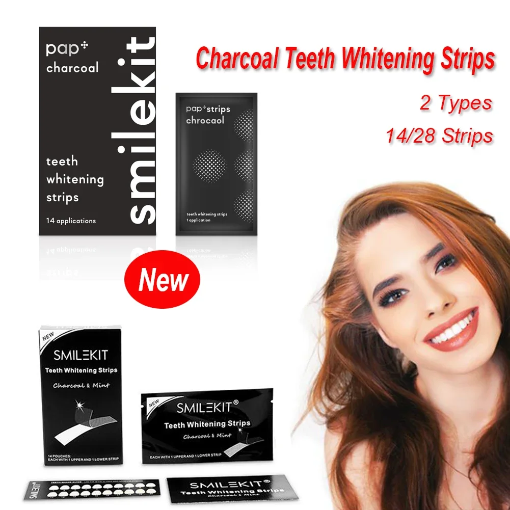 Newest PAP Charcoal Gel Teeth Whitening Strips Activated Bamboo Dental Veneers Tooth Bleaching Stain Removal Oral Hygiene Care