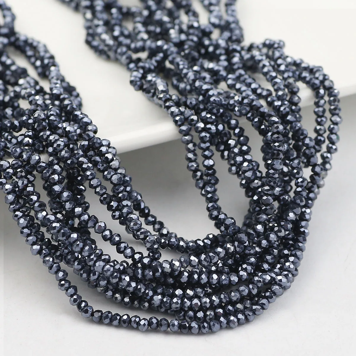 Tinte blau flach rund facettiert Kristallglas lose Distanzperlen 150/300/600 Stück 2,5 mm für Schmuckherstellung Armbänder DIY Zubehör