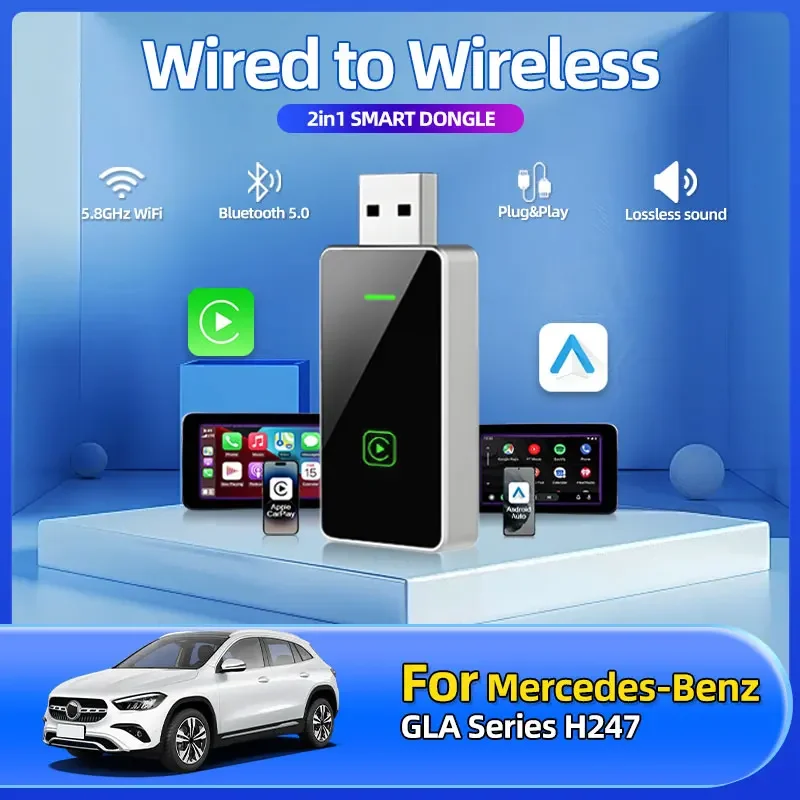 

2in1 Wired to Wireless Car Play Adapter OEM Car Stereo With USB Plug And Play For Mercedes-Benz GLA Series H247